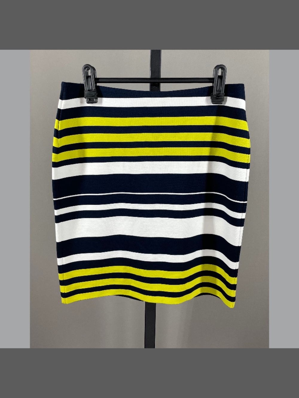 NEW Ann Taylor Skirt Womens 2 petite blue green stripe pencil preppy classic